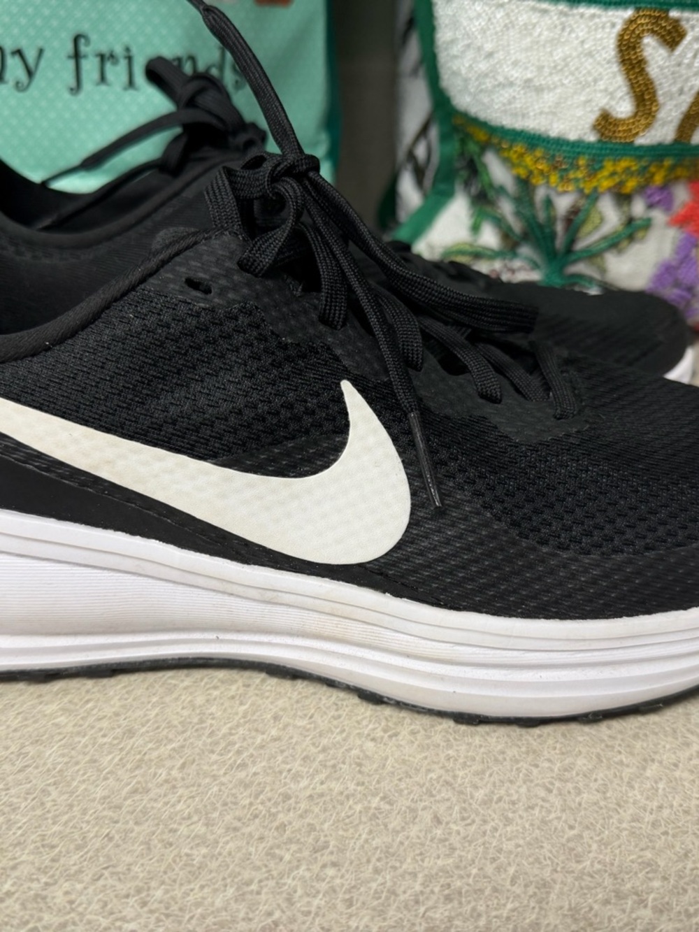 Nike Black and White Mesh Running Shoes